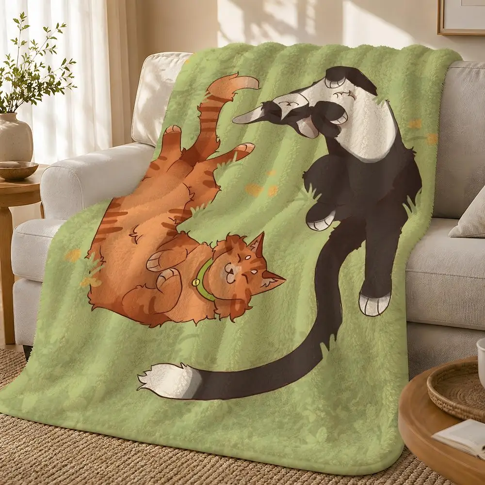 Warrior Cats Throw 1pc Flannel Blanket Soft Lightweight Warm Cozy For Bedroom Sofa Bed