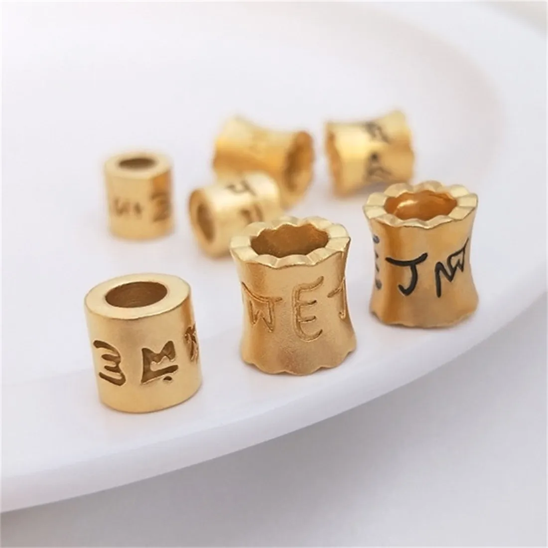 

Six-character Mantra Bucket Bead Pendant Gold Placer Long-lasting Transshipment Bead DIY Bracelet Necklace Jewelry Accessories