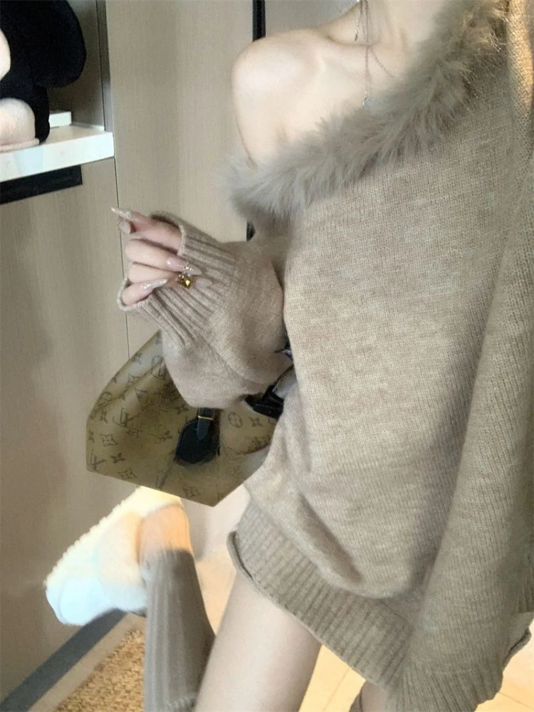 Y2K الساخن الحلو الأمريكية خمر فضفاض ثقافة فرعية بلوزات 2000s Harajuku مثير عادية الكورية الفراء طوق المرقعة البلوز شيك #5