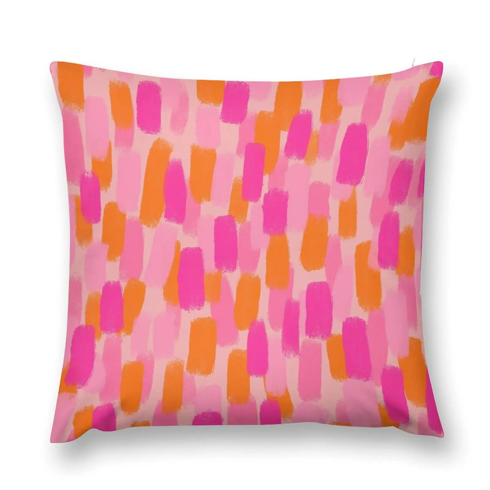 Abstract, Pink with Orange, Paint Brush Effect Throw Pillow Christmas Pillowcase Pillowcase pillow