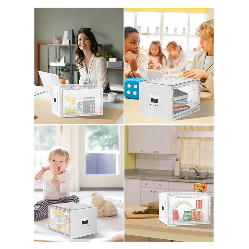 Ящик с замком по времени для сейфа для лекарств, прозрачный запираемый ящик для хранения для домашней безопасности, для кухни