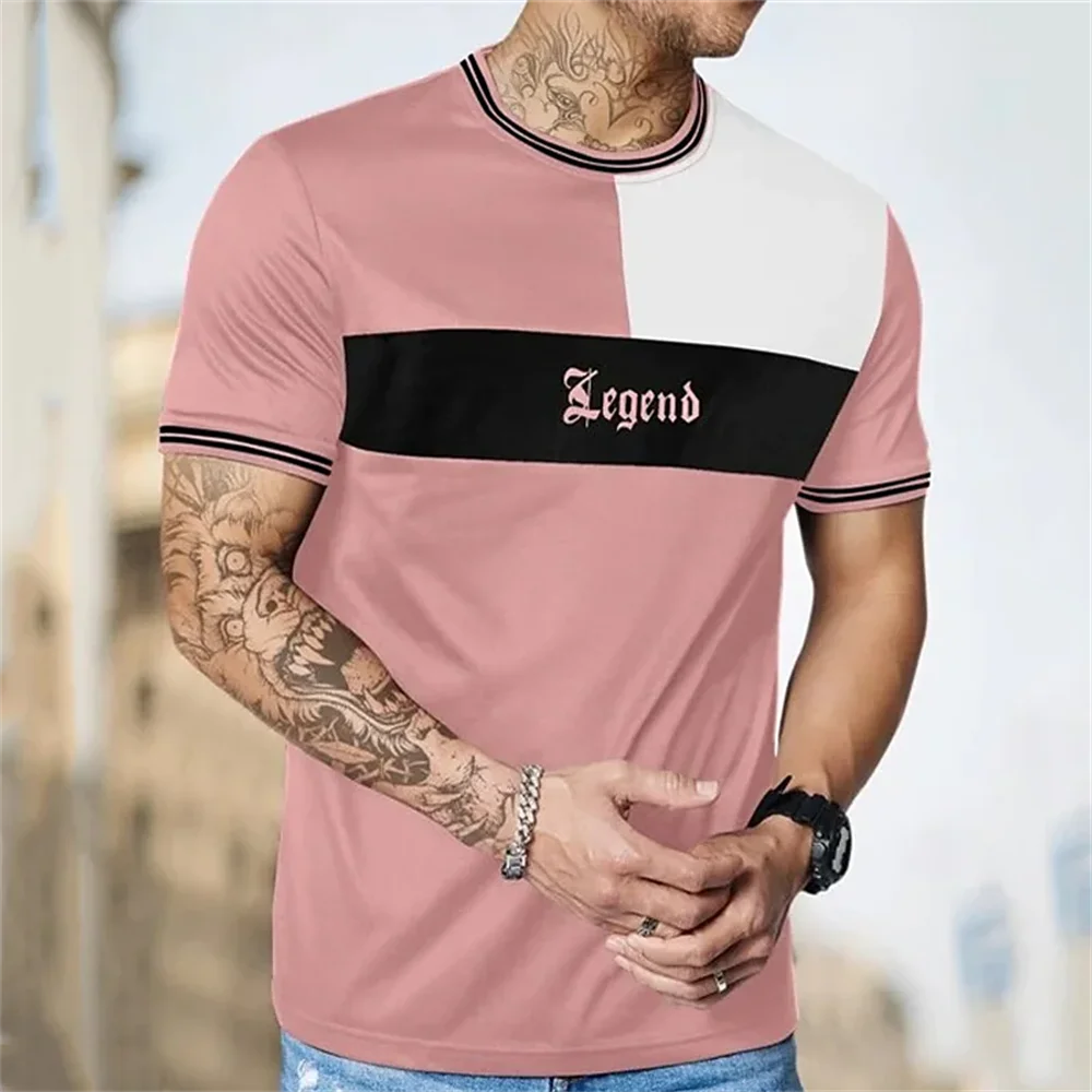 Men's Street T-shirt Summer Men's 3D Stripe Printing Short Sleeve Tops Fashion Everyday T Shirt Oversized Tee Shirt Men Clothing image 5