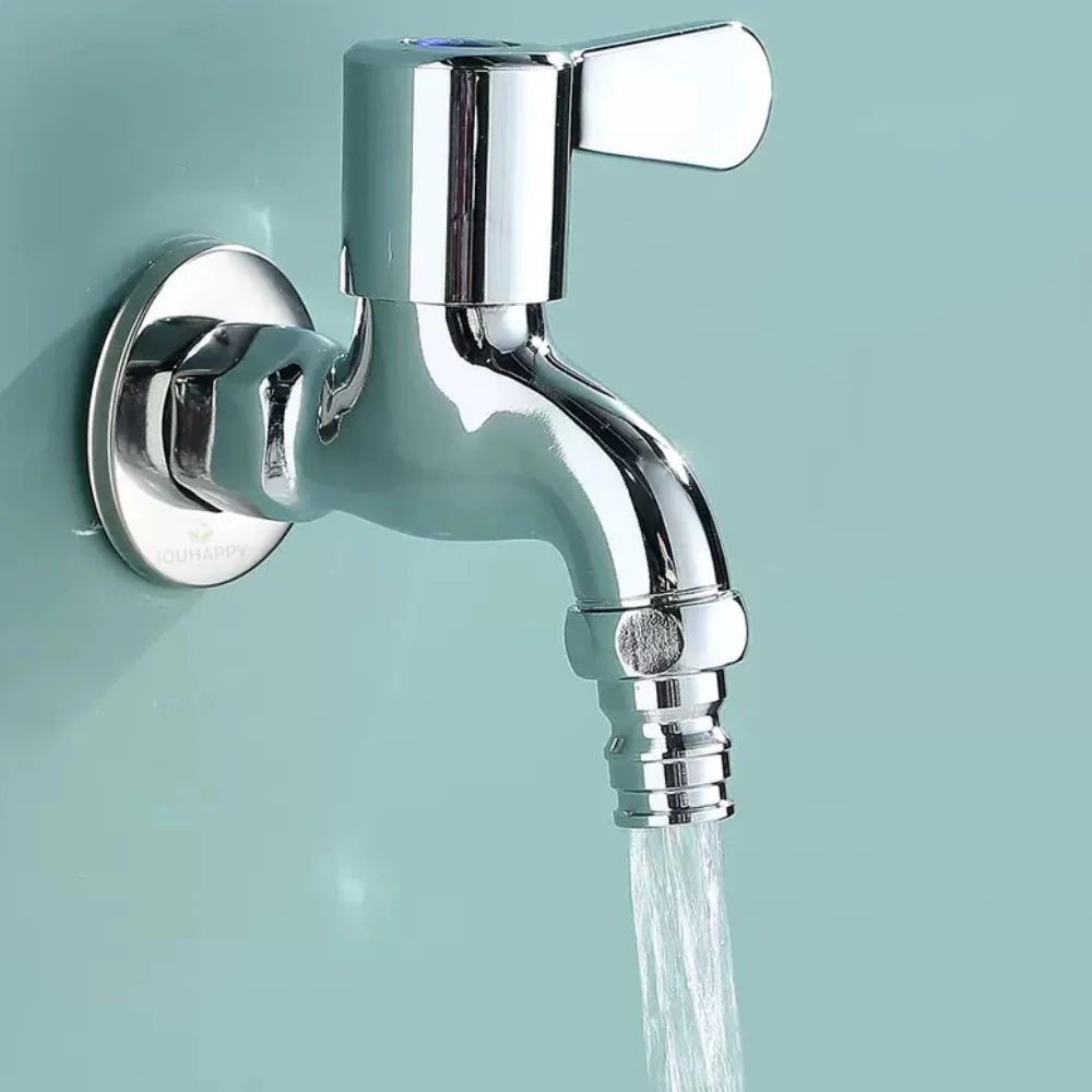 

Wall Mounted Sink Faucet 4-point Interface Water Tap Handwash Basin Sink Faucet Outdoor Washing Machine Single Handle Tap