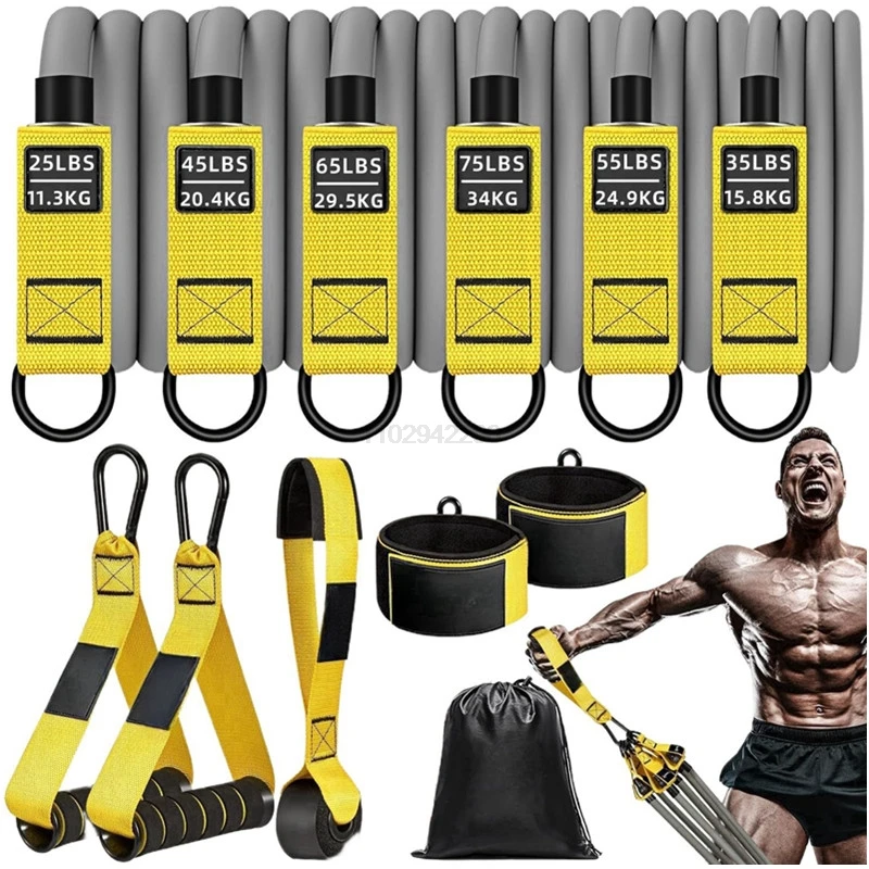 300 lbs schwere Übungsbänder mit Griffen, Fitness-Widerstandsband, Trainer, Übungsgurt für Krafttraining, schlanke Physiotherapie