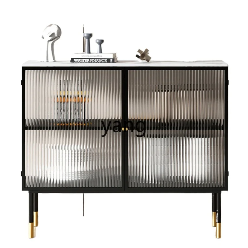 

Yjq Light Luxury Changhong Glass Sideboard Tea Cupboard Modern Minimalist Iron Hallway Kitchen Locker