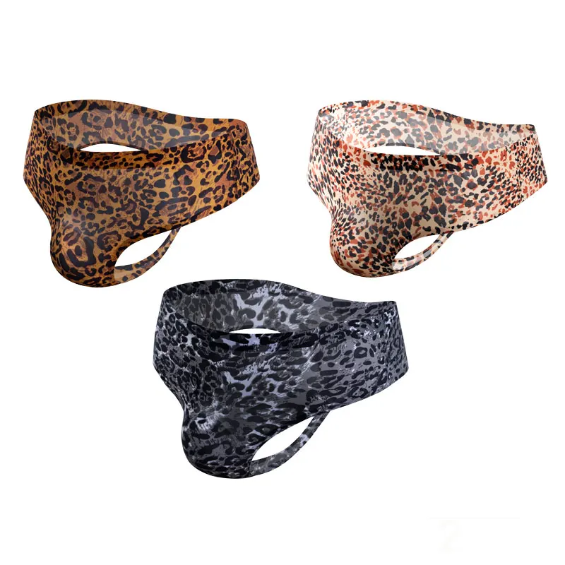 Herren Bikini Unterwäsche mit hoher Taille sexy Eisse ide T-Back G-String Slips Leopard männlicher Tanga nahtlose Unterhose Sissy Dessous