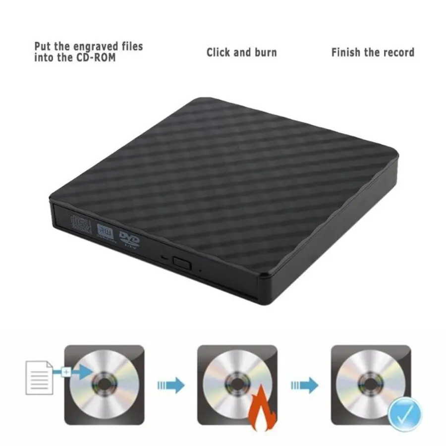 جديد USB 3.0 خارجي DVD الموقد الكاتب المحمولة CD DVD /-RW محرك الأقراص الضوئية الموقد الكاتب لنظام التشغيل Windows10/8/7 سطح المكتب المحمول