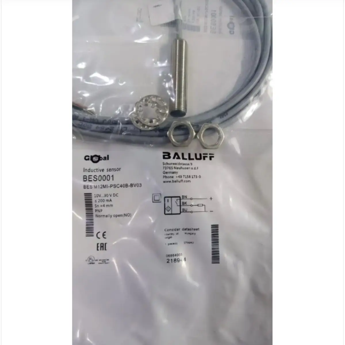 Proximity sensors BES0001 BES M12MI-PSC40B-BV03