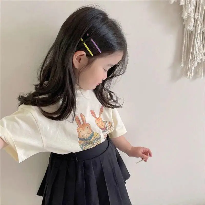New Arrivals Summer T-shirts for Children Cotton Loose Tee Boys and Girls Cartoon Floral Short Sleeve Tops Outwear Clothes