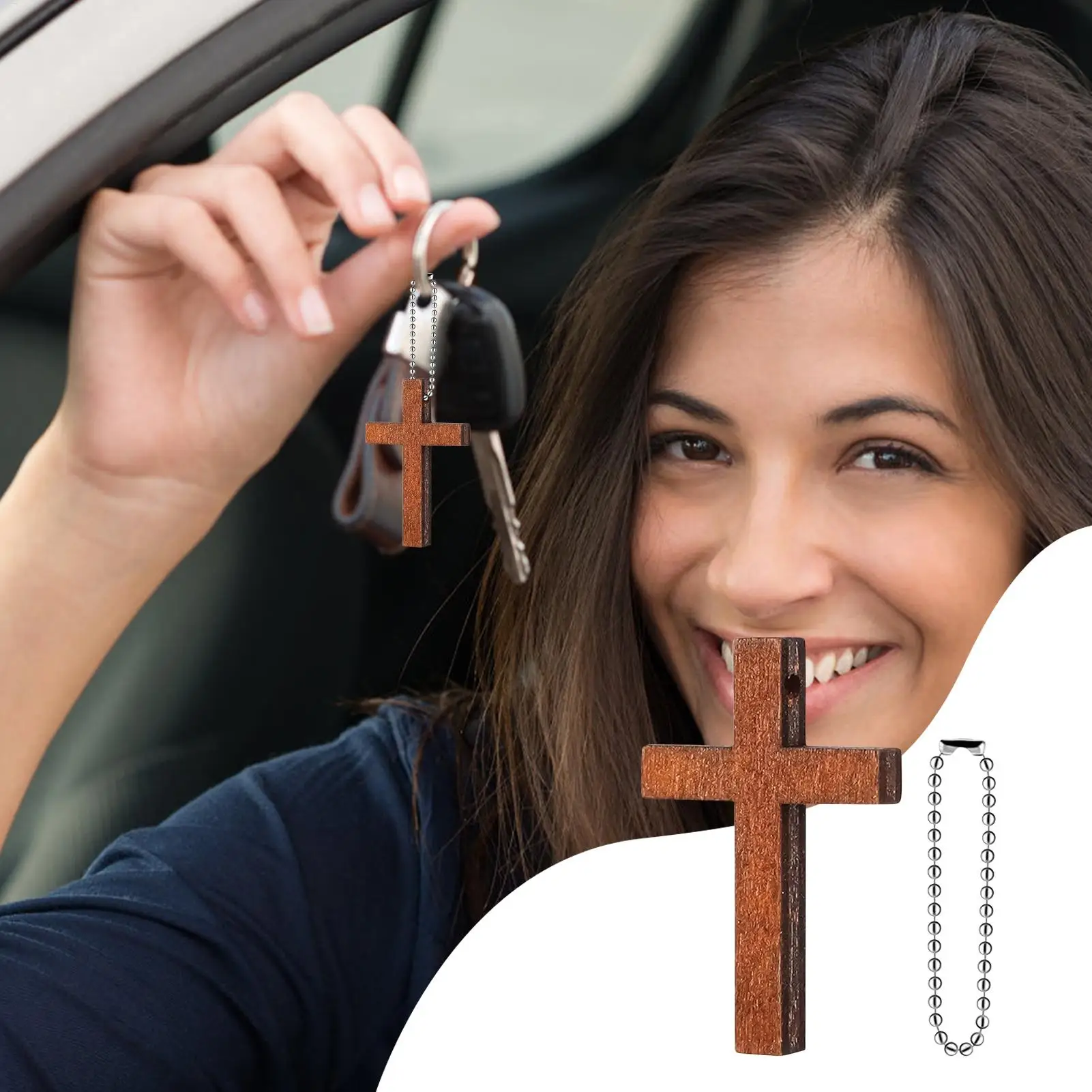 

Wooden Cross Charm for Jewelry Making Assorted Cross Charm Ornament with Chains Smooth Pocket Prayer Jewelry Making Supplies