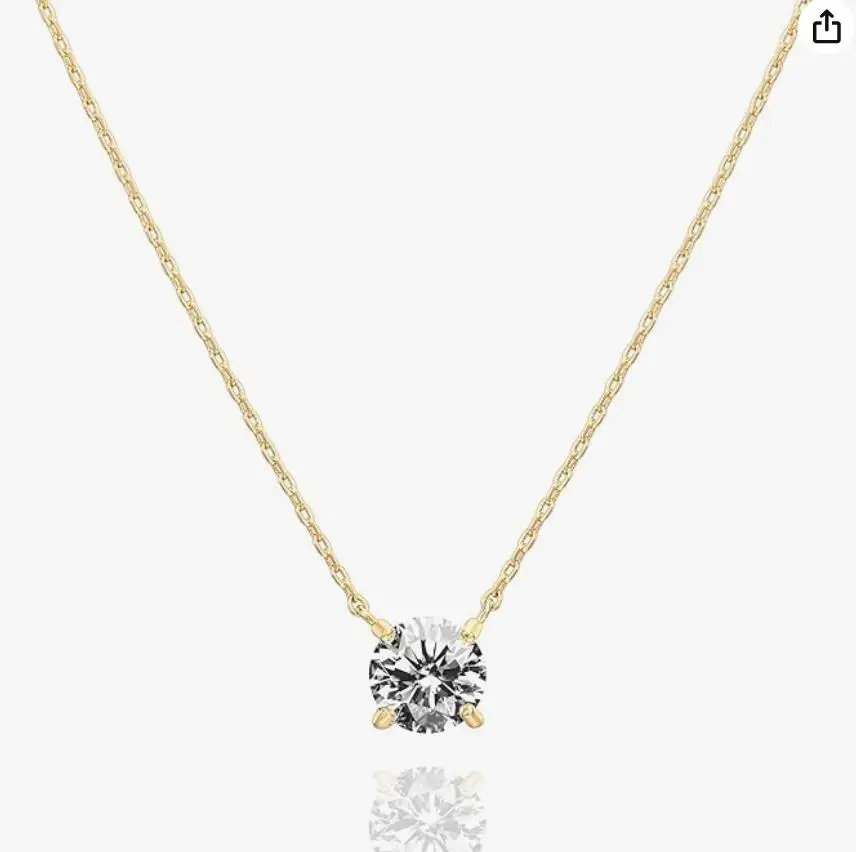 

Pure 14K solid Gold diamond necklace Solitaire 1 Carat Lab grow diamond pendant Gold Necklaces for Women Valentine's Day gift