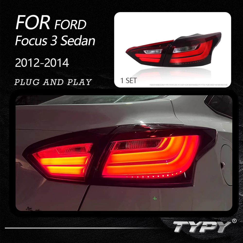 TYPY Car Tail Lights For Ford Focus 3 Sedan 2012-2014 LED Car Tail Lamps Daytime Running Lights Dynamic Turn Signals