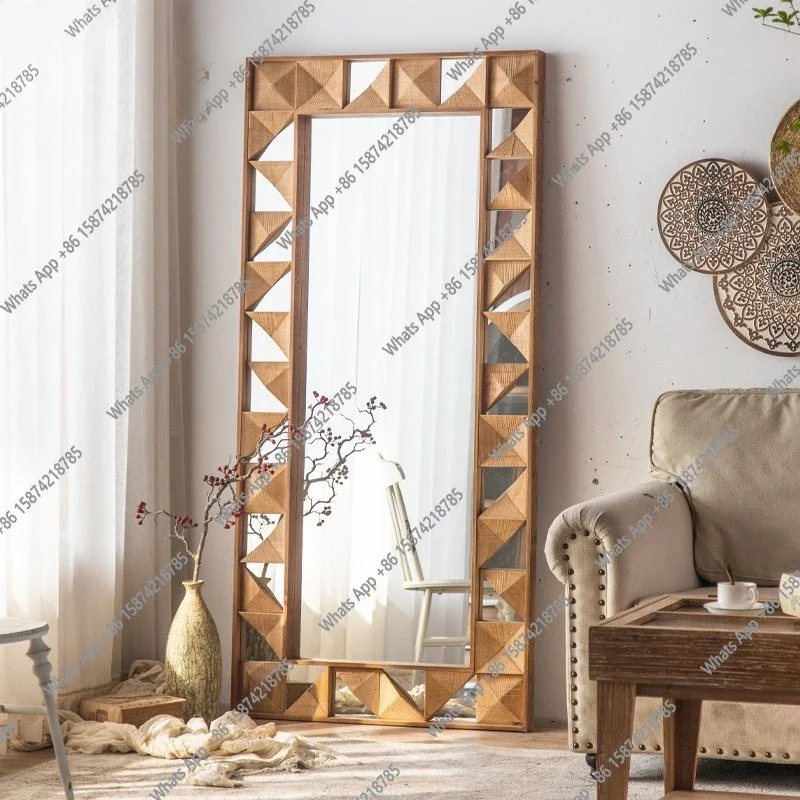 XZL Prism Creative Floor Mirror, American Retro Mirror Clothing Store Fittings Mirror Bedroom Full Body Designer