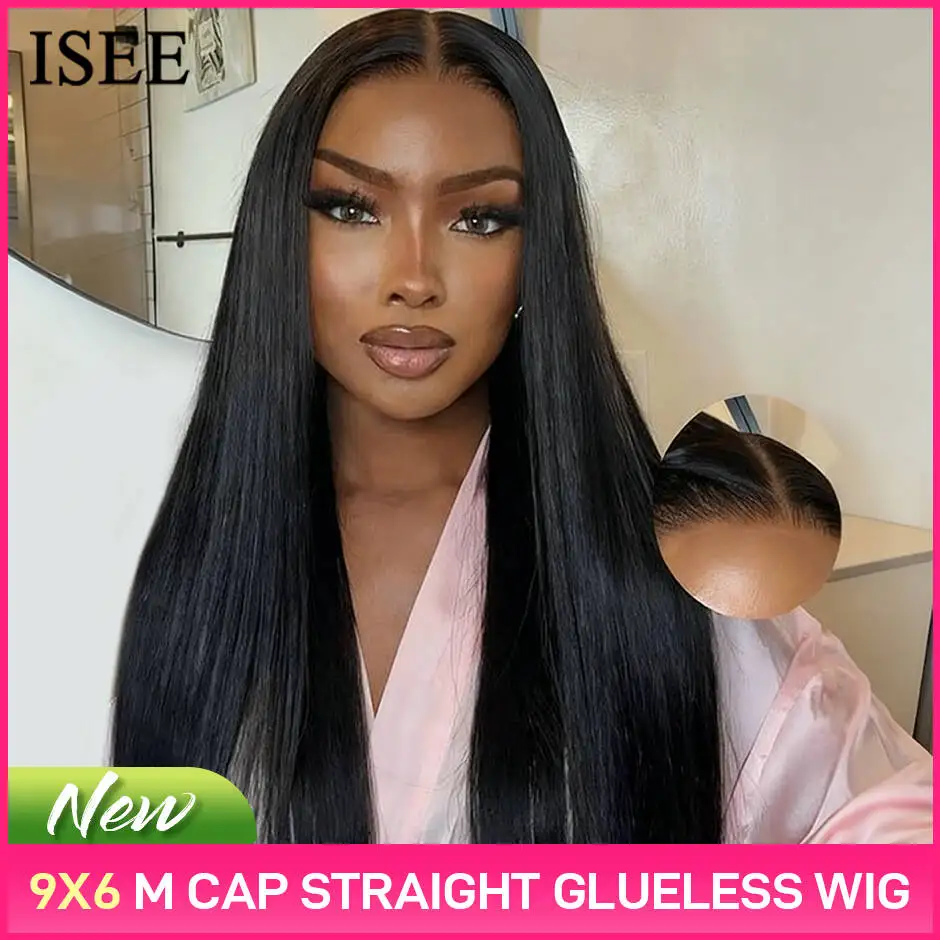 ISEE Capelli Lisci 9x6 M-cap Parrucche Anteriori Del Merletto Pre Pizzicate Piccoli Nodi Glueless Parrucche Dei Capelli Umani Principianti Amichevoli Indossare Può Indossare Parrucca