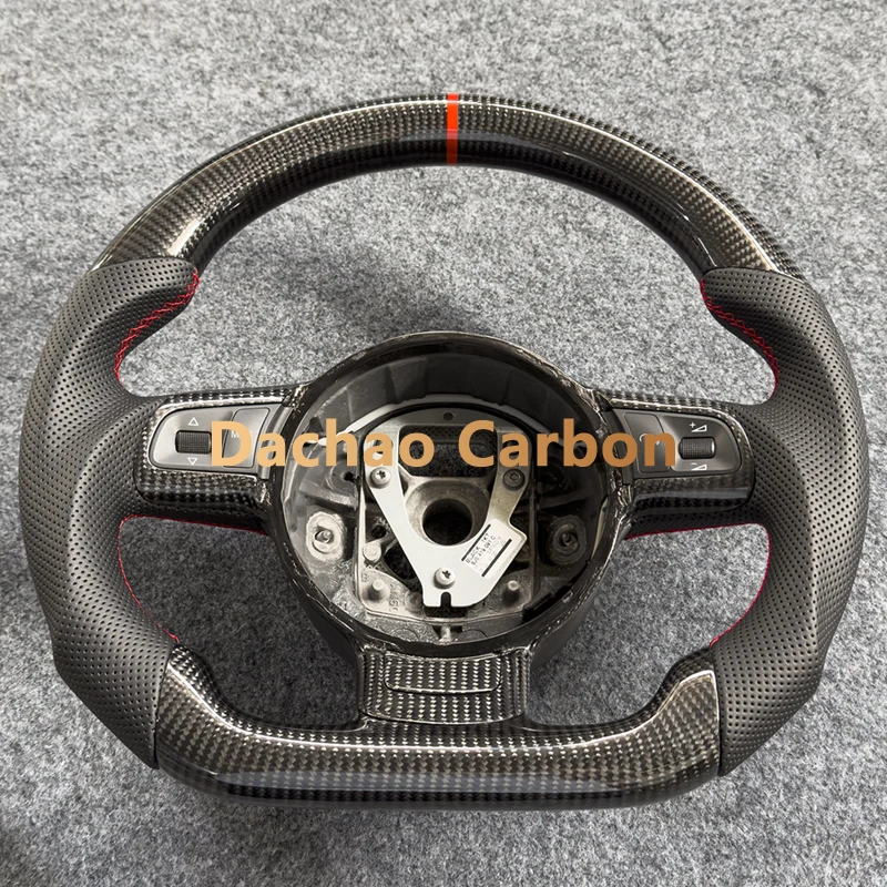 Glossy Real Carbon Fiber Steering Wheel For Audi R8 TTS TT RS MK2 2008-2013 High Quality Custom Style