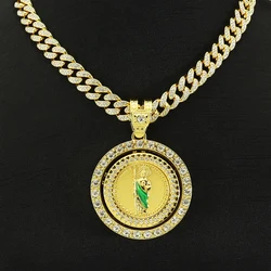 Men's Hip Hop Rotatable St. Jude San Judas Pendant Necklace with Cuban Chain Religious rotation Saint Jude Idol Pendants Jewelry