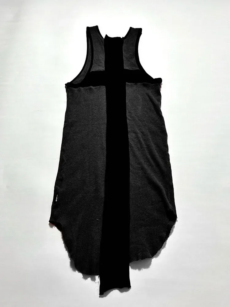 LGB Visual Department Antique Back Cross Splicing Slim Fit Sleeveless Vest