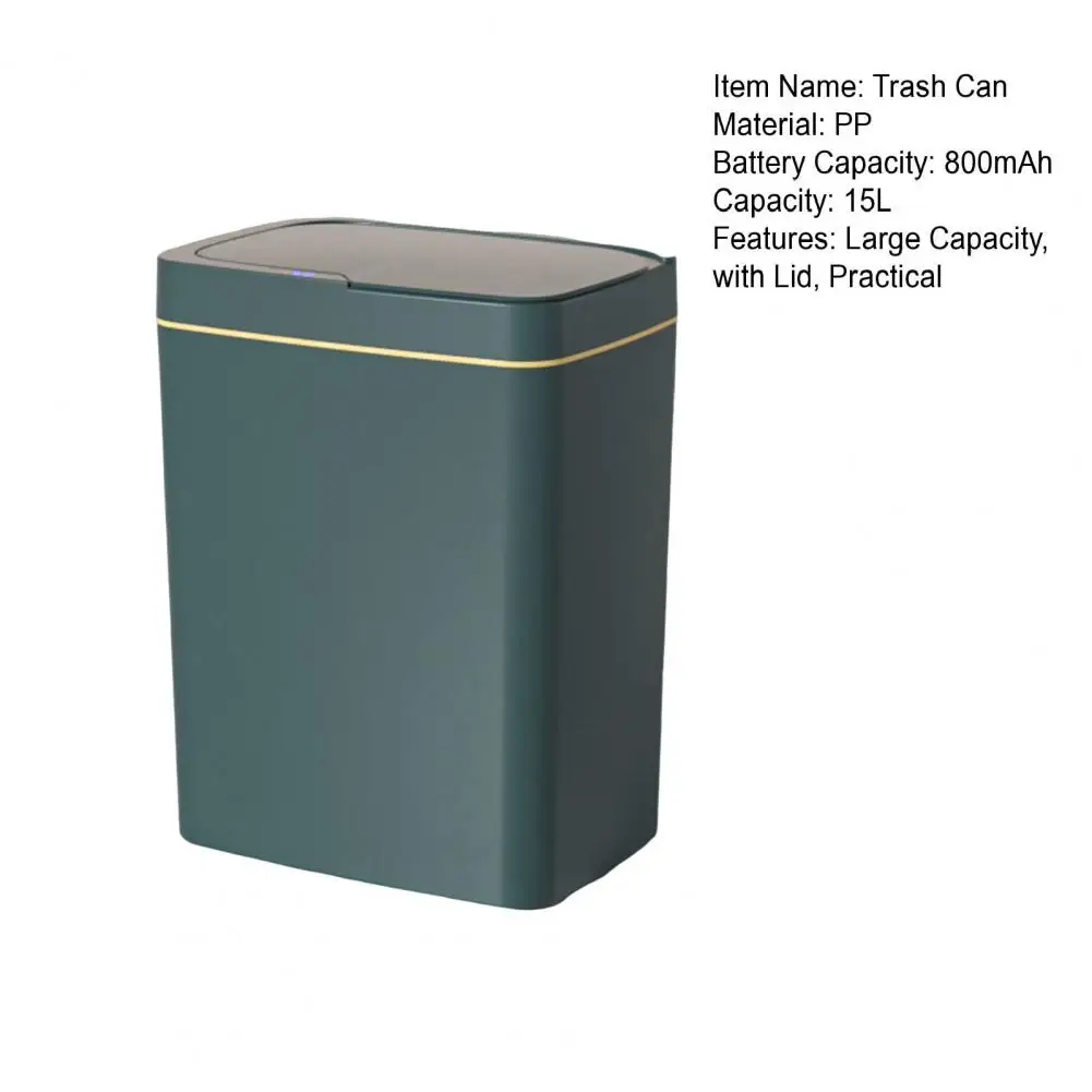 Automatic Sensor Trash Can Wastebasket with Lid 15L Large Capacity USB Charging Bathroom Intelligent Touchless Garbage Bin