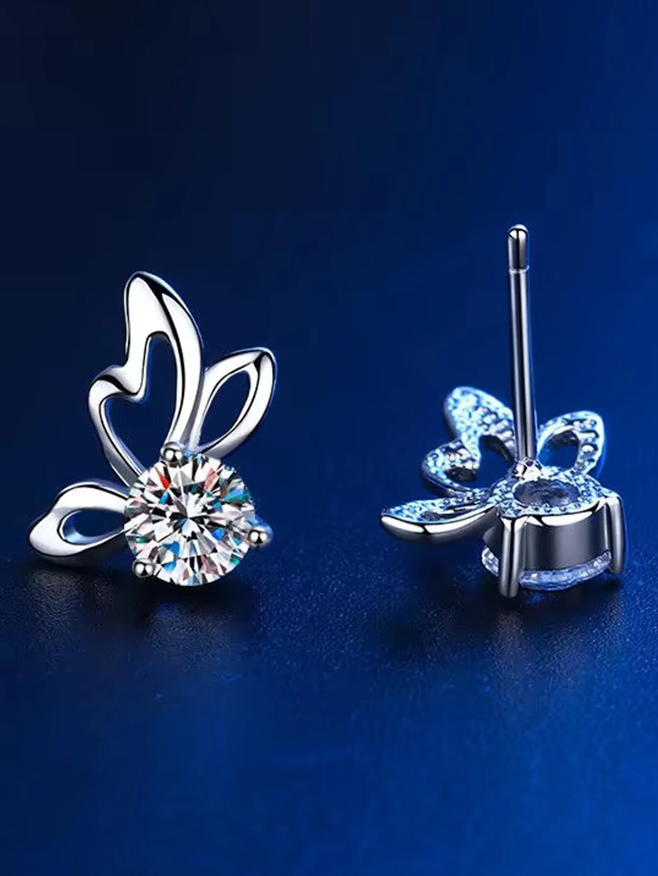 Anting kupu-kupu Moissanite anting Stud 925 Sterling Silver pertunangan baru di Anting 2024