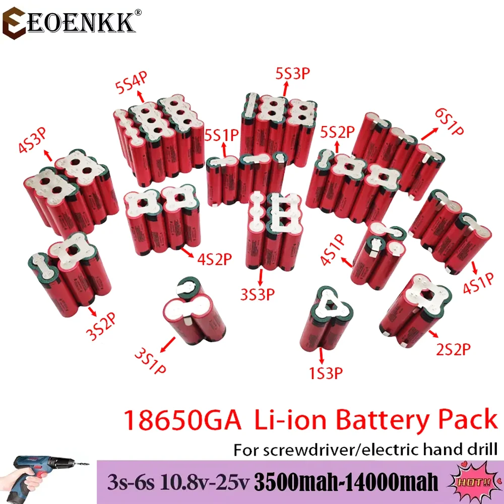 جديد مخصص NCR18650GA بطارية 3s1p 4s1p 5s1p 5S2P 6s1p 3.7 فولت-25.2 فولت 3500 مللي أمبير 30A مفك الحفر الكهربائية بطارية ليثيوم لون