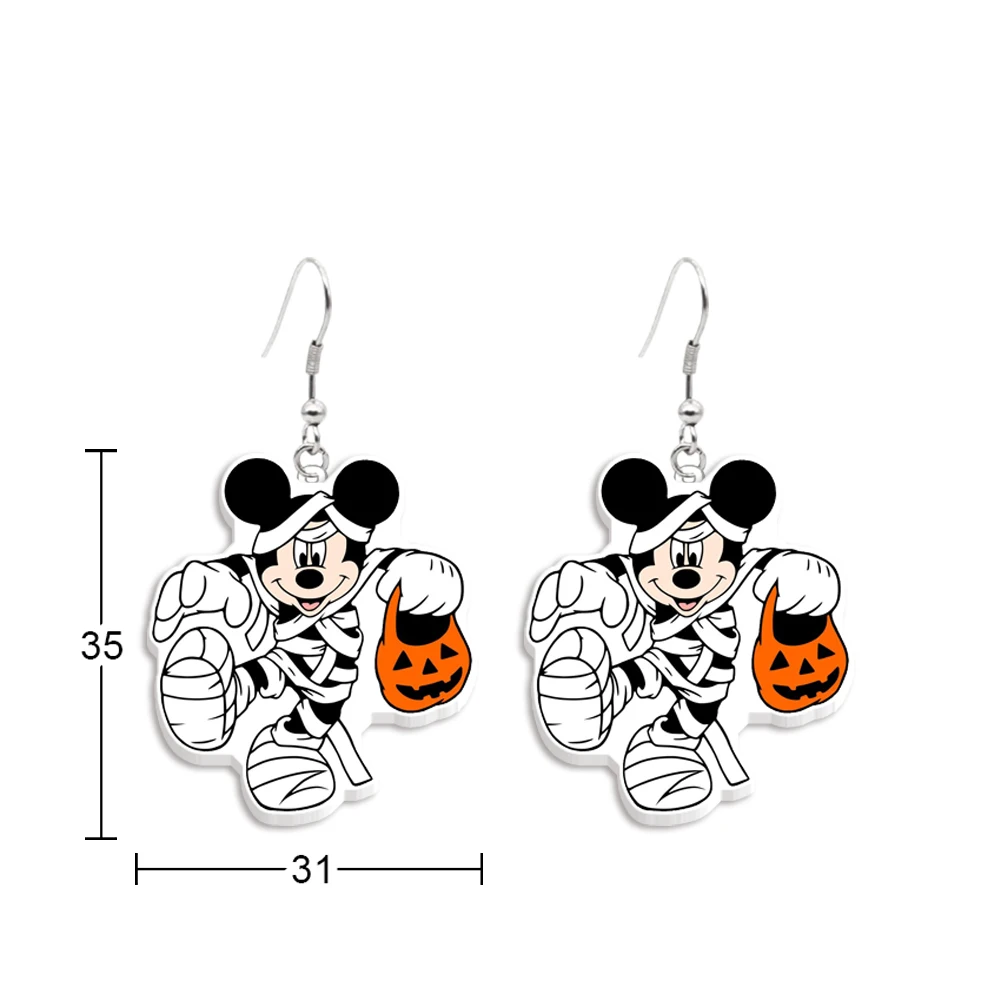 W Halloween Mickey Disney Acrylic Colorful Hanging Pendants Earrings Ear Hook Women Insect Party Jewelry Decoration