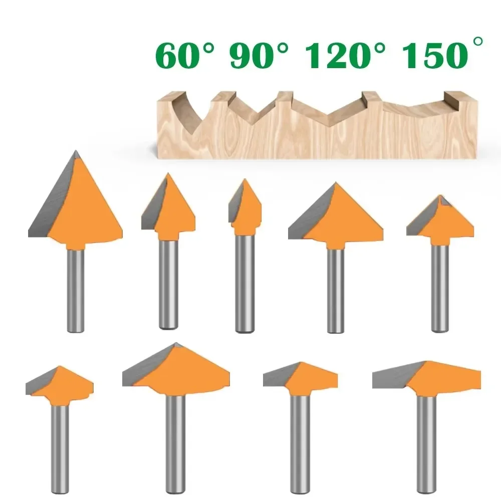 

1 Pc 6mm V Groove Router Bits CNC Engraving Milling Cutter 60-150 Degree Woodworking Carving Knife Carbide Cutting Tool