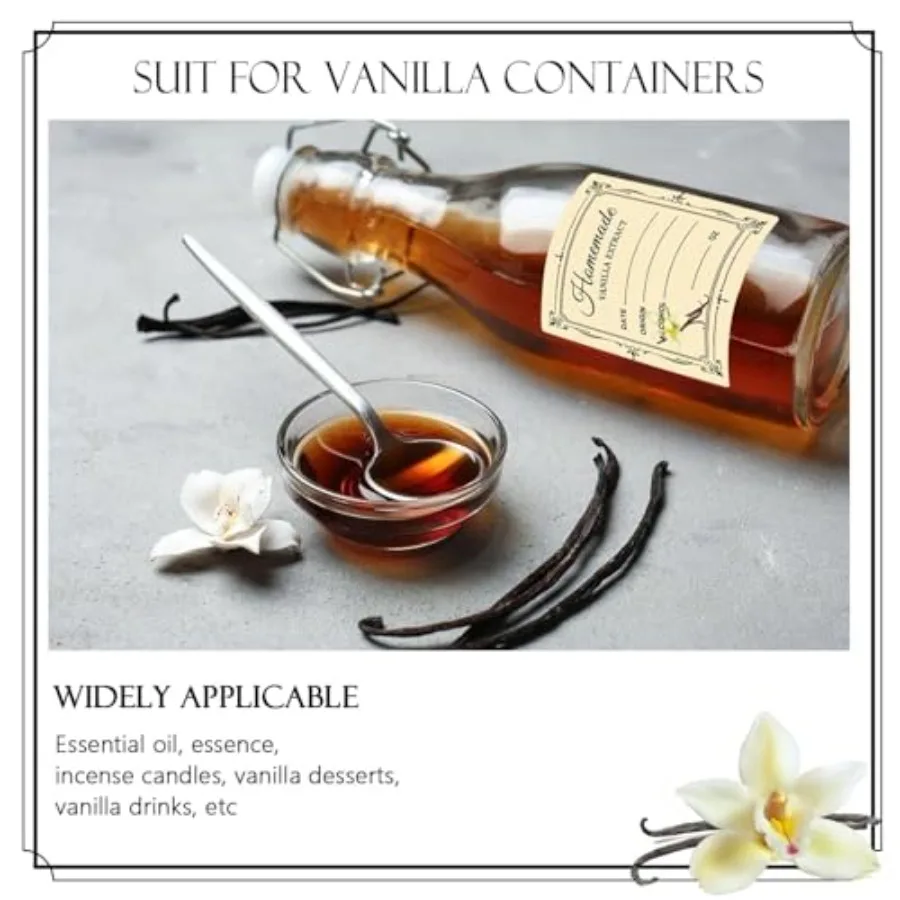 500 قطعة من ملصقات هاد فانيليا إراكت 2 Ih ملصقات هدايا هدية - ملصقات هدايا العيد لزجاجات الفانيليا المصنوعة يدويًا وعاء المطبخ #3