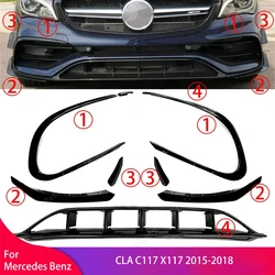 Front Bumper Spoiler Radiator Guard Front Lip Splitter For Mercedes Benz CLA C117 X117 2015-2018 Fog Light Trim Frame Air Knife