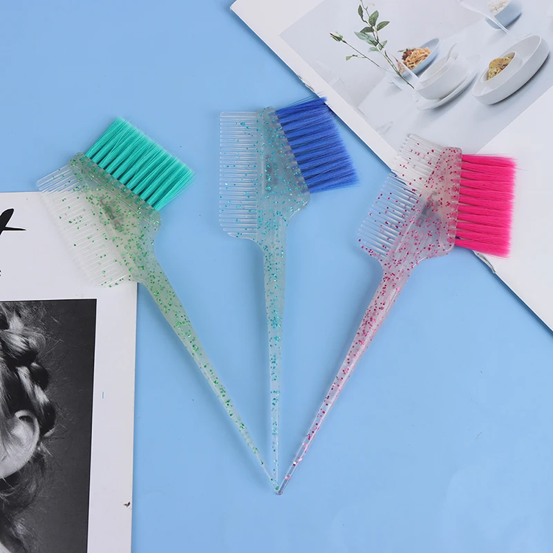 1PC Soft Fibre Hair Brushes Glitter Tint Dye Hair Brush Fluffy Comb Barber Hair Dye Hair Brush Fashion Hairstyle Design Tool