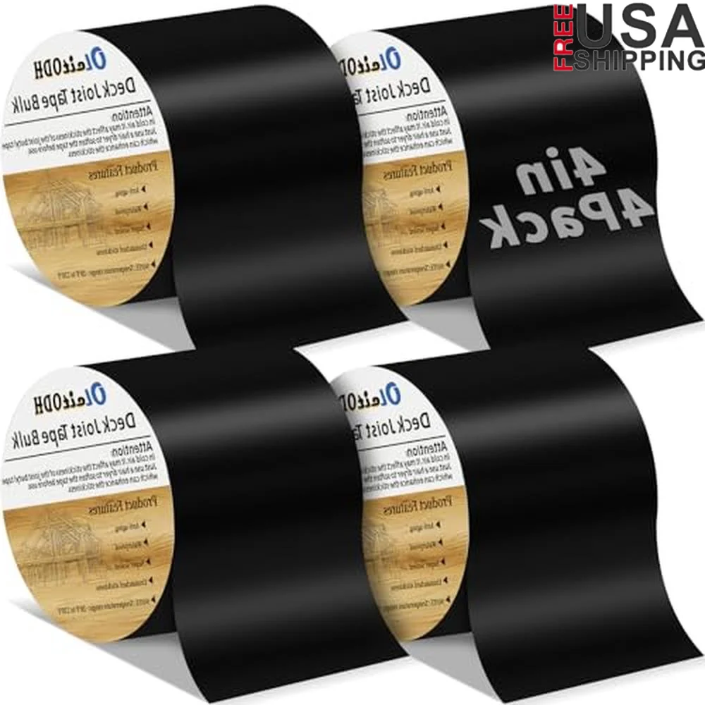 Butyl Joist Tape 4 Rolls 4 Inch x 50 Feet Weatherproof Sealant Decking Wood Metal Roof Patch Installation Outdoor