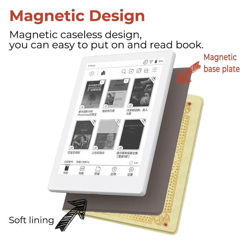 twosheep Magic Style Magnetic Core Case suit for Boox Go6 GenII Go6 Poke7 Poke6 Poke5 Auto Wake Slim Protective Folio Skin Cover