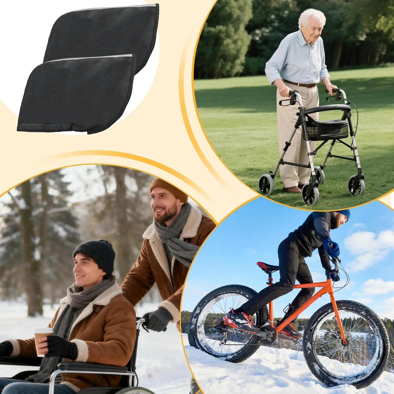 

Перчатки для инвалидной коляски для женщин, водонепроницаемые ветрозащитные варежки, перчатки для верховой езды на бархатной подкладке со светоотражающими полосками для женщин и мужчин