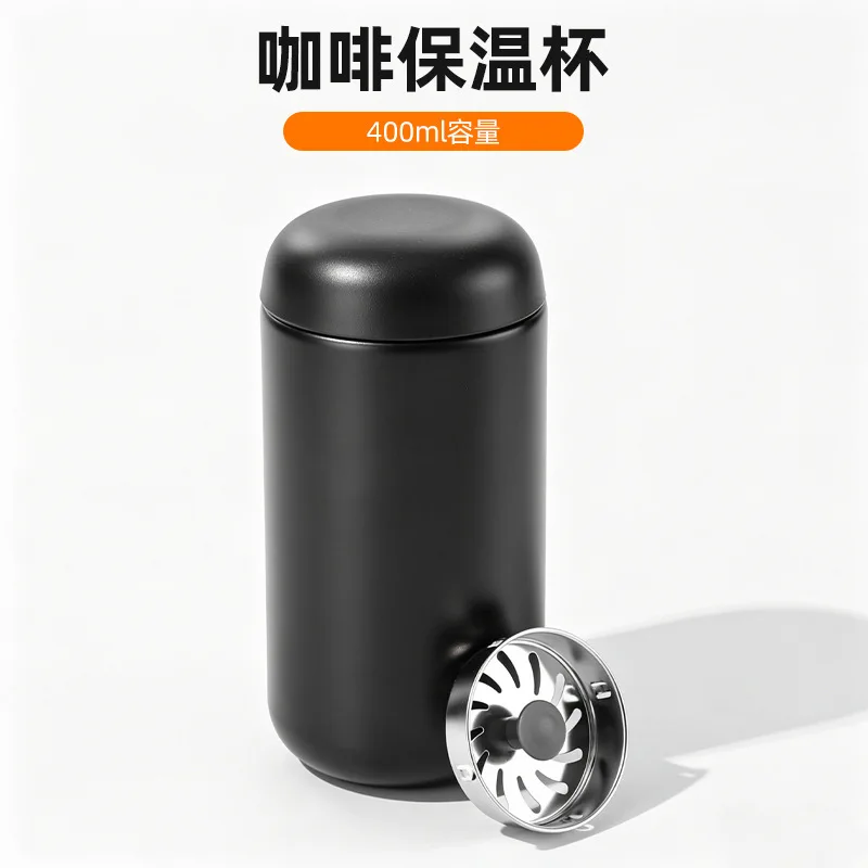400ml Mini Stainless Steel Coffee Thermos With Tea Filter Portable Pocket Vacuum Insulated Travel Mug Business Gift Water Cup