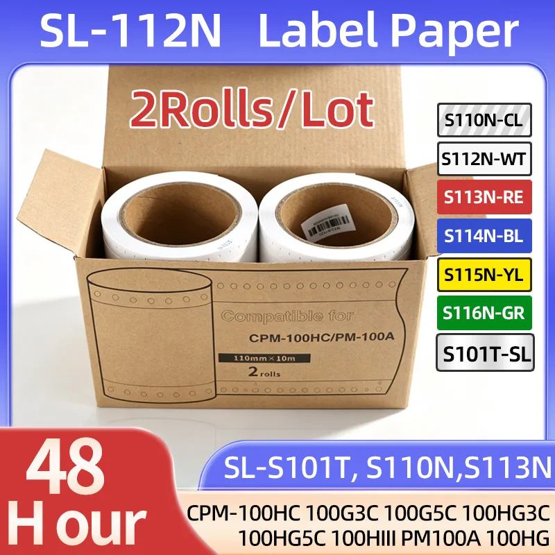 2Roll SL-S112N,SL-S113N SL-S101T S110N For MAX CPM-100HC 100G3C 100G5C 100HG3C 100HG5C 100HIII PM100A 100HG Label Printer paster
