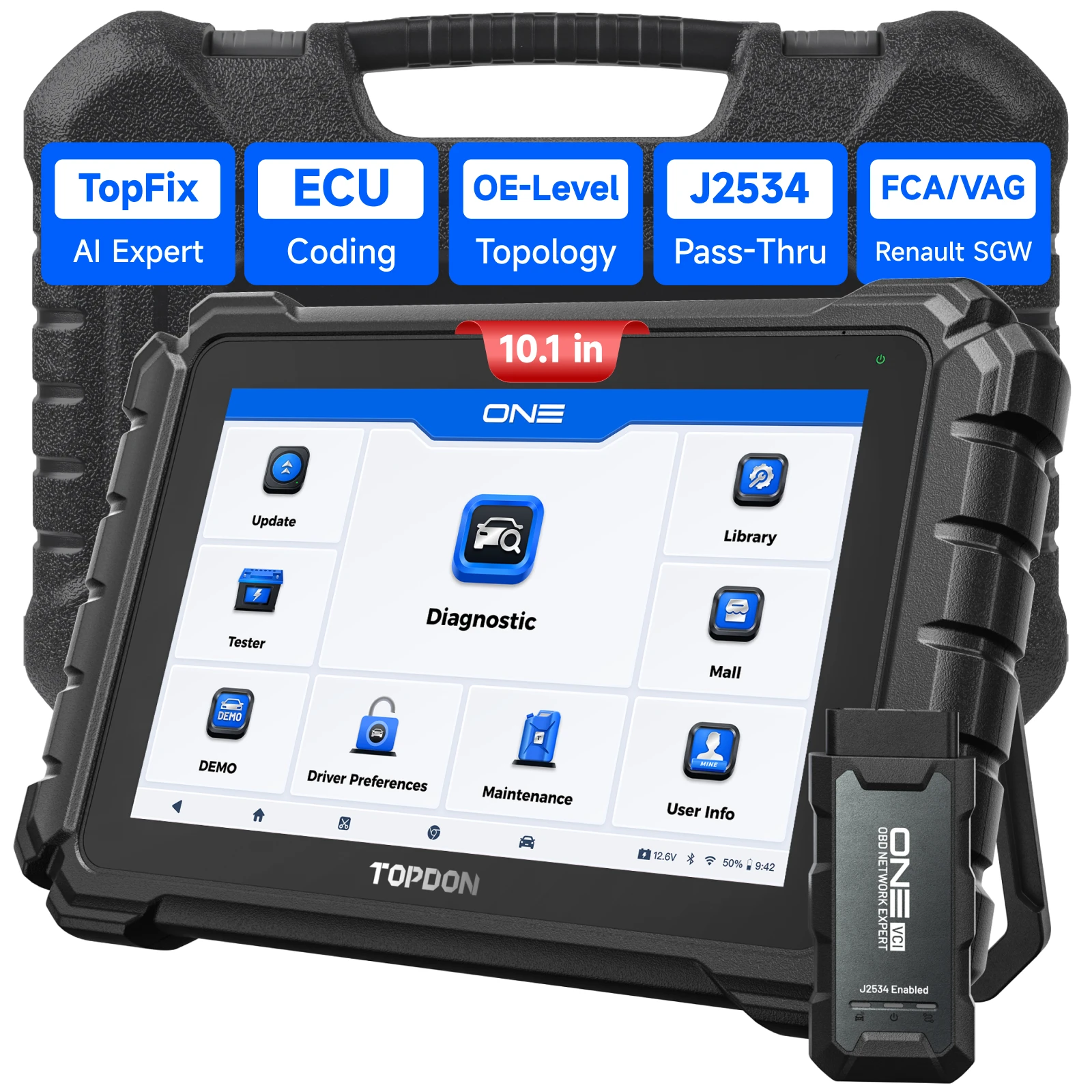 TOPDON ONE Full System OBD2 Diagnostic Scanner ECU Coding Active Test CAN FD DoIP J2534 Automotive Scan Tool