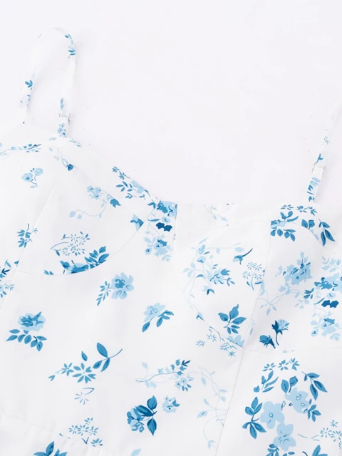 Retro Wyszczuplająca Spódnica Letnia z Kwiatowym Nadrukiem, Damska, Modelująca Talia, Idealna na Wakacje, Elegancka, z Wysokim Stanem, Poliester