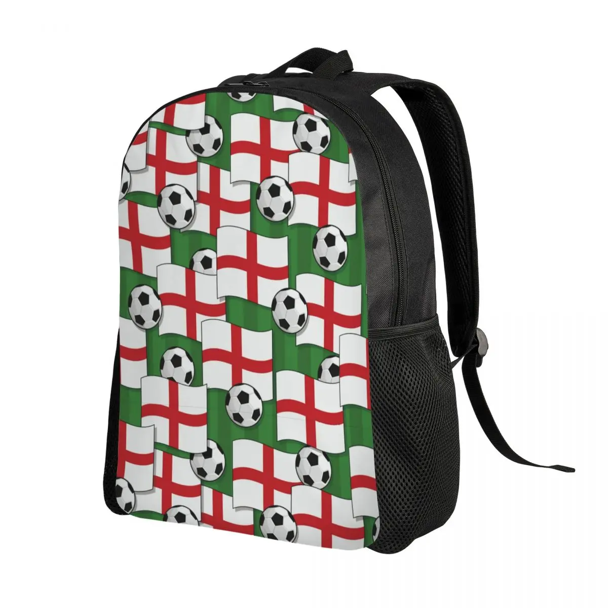 Custom England Football Pattern Laptop Backpack Men Women Basic Bookbag for School College Student Sports Lover Soccer Balls Bag