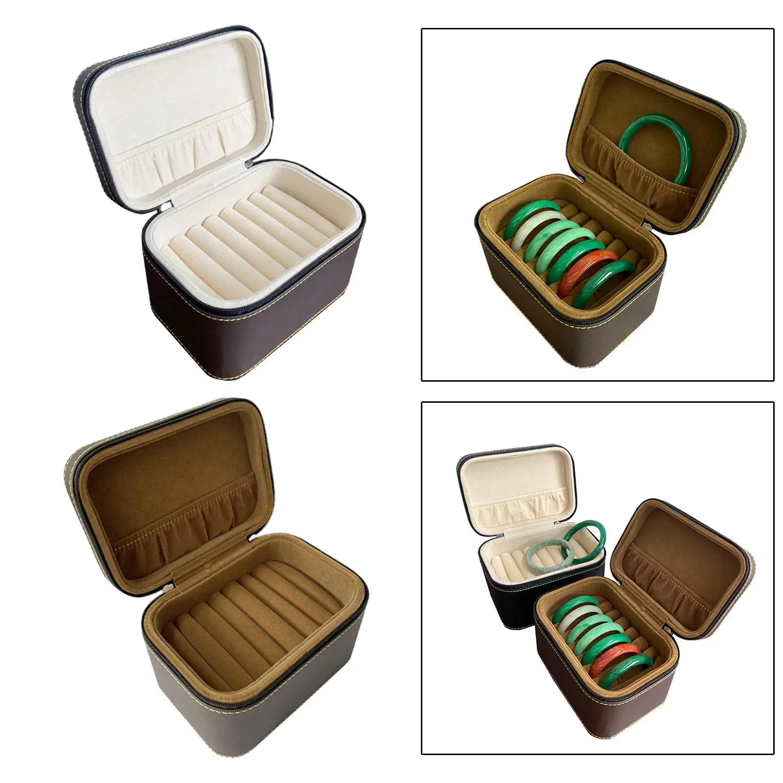 

Portable 7 Slots Bangle Box Storage Box Holder Display Case Gifts PU Leather