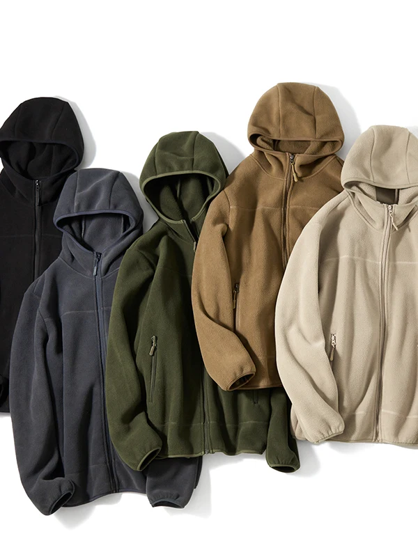 

Thiened Double-sided Fce Hooded Jaet for Teenage Boys Warm Zipper Cardigan Long Sve Casual Sle Polyester Fiber