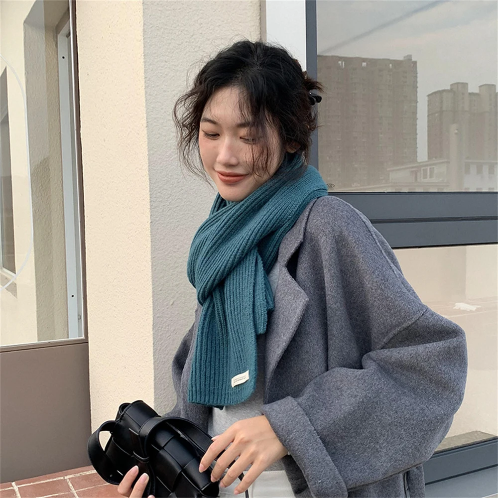 Korean Scarves for Women Winter Warm Cashmere Knitting Scarf Unisex Thickened Wool Scarf Japanese Couple Neck Scarf Accessories