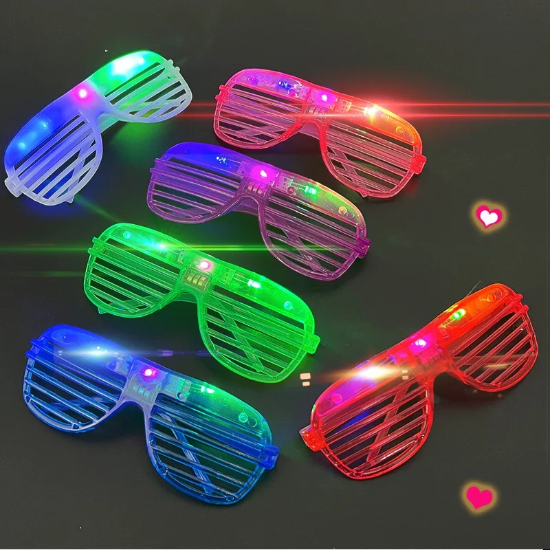 

2Pcs Random Color LED Glow Glasses Toys 3 Lights Modes Blinds Sunglasses Neon Glow in the Dark Party Supplies