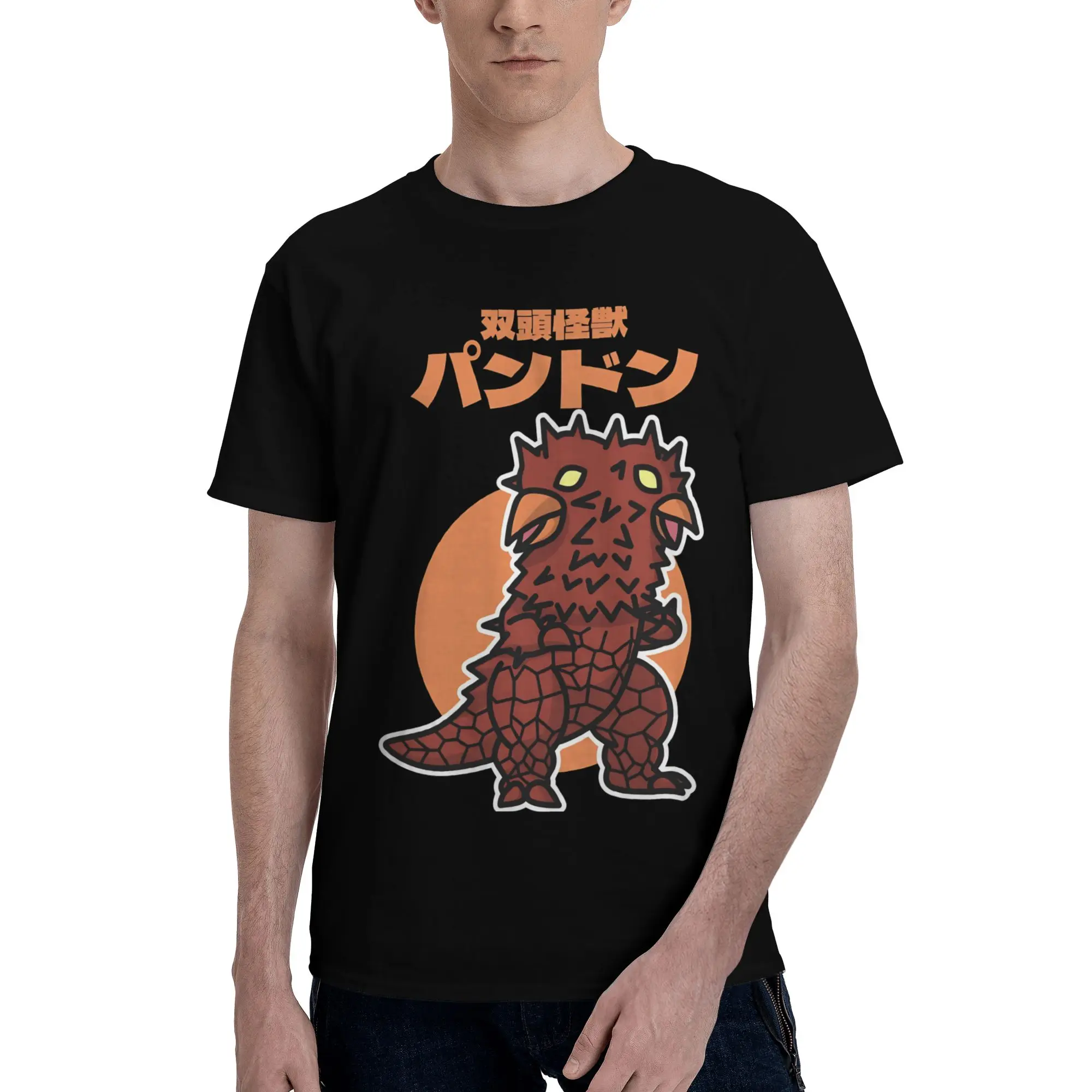 Twin Headed Kaiju Pandon Chibi Style Kawaii  Novelty 100% Cotton T-Shirt Bandai Ultraman Series Tees Tops For Men