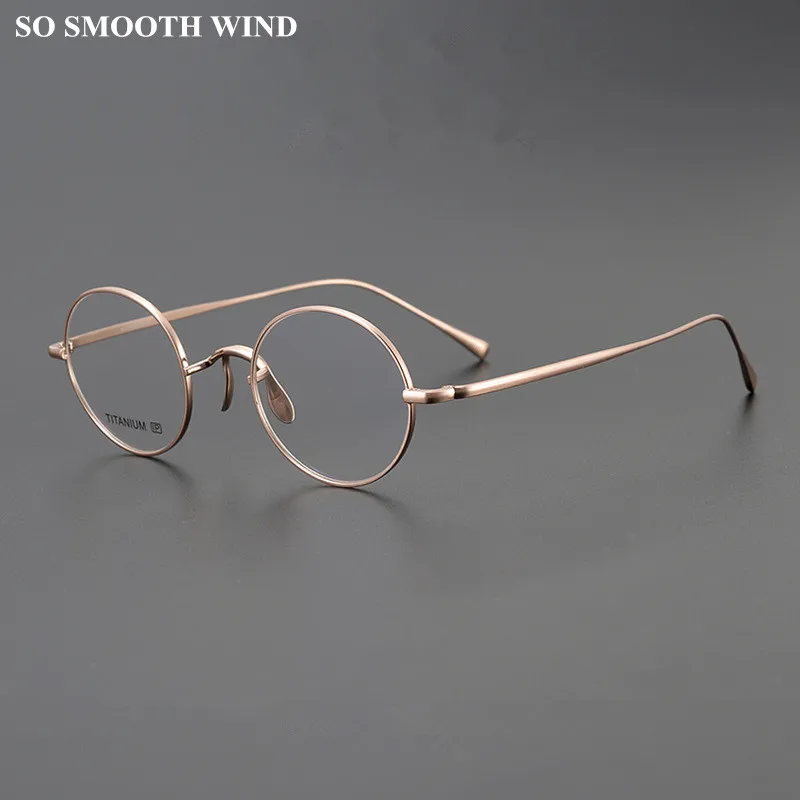 Pure Titanium Glasses Frame Janpanese Handmade Men Women Retro Round Optical Eyeglasses Myopia Prescription Spectacles Eyewear