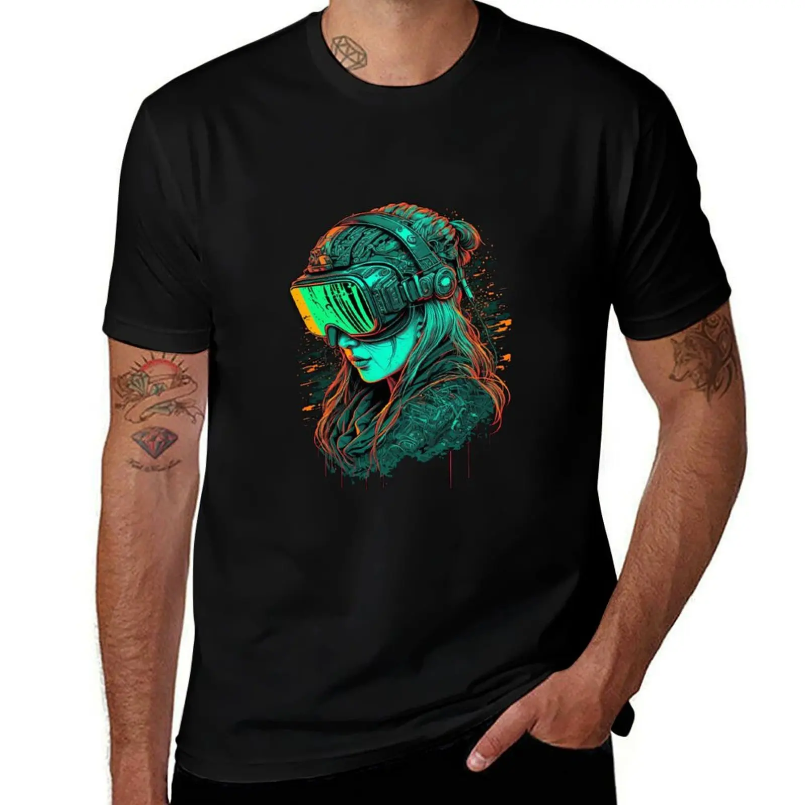 

Cyberpunk VR Girl T-Shirt man t shirt summer t shirt custom print