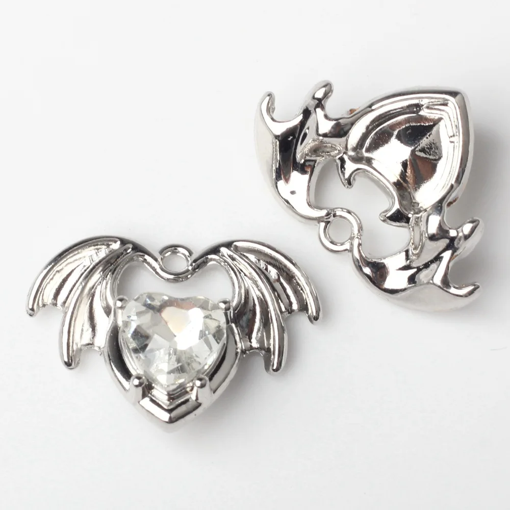 10pcs Alloy Charm Heart Wings Shape Pendant Inlaid For Jewelry Making Handmade DIY Earrings Necklace Ornament Accessories Gifts image 6