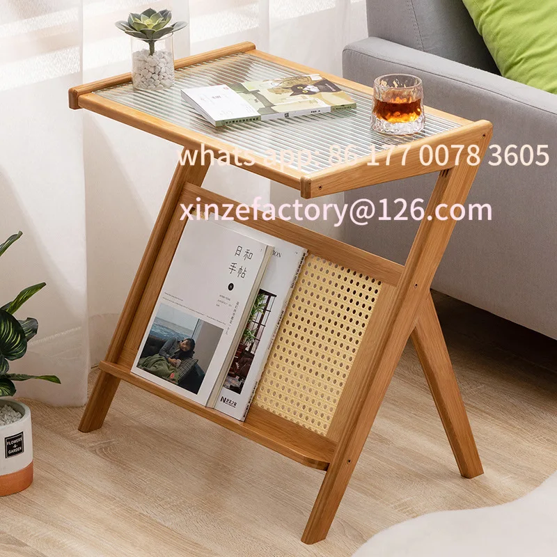 

Customizable Z Shaped Side Table Creative Tea Coffee Table With Rack For Household Sofa Corner Living Room Bedroom