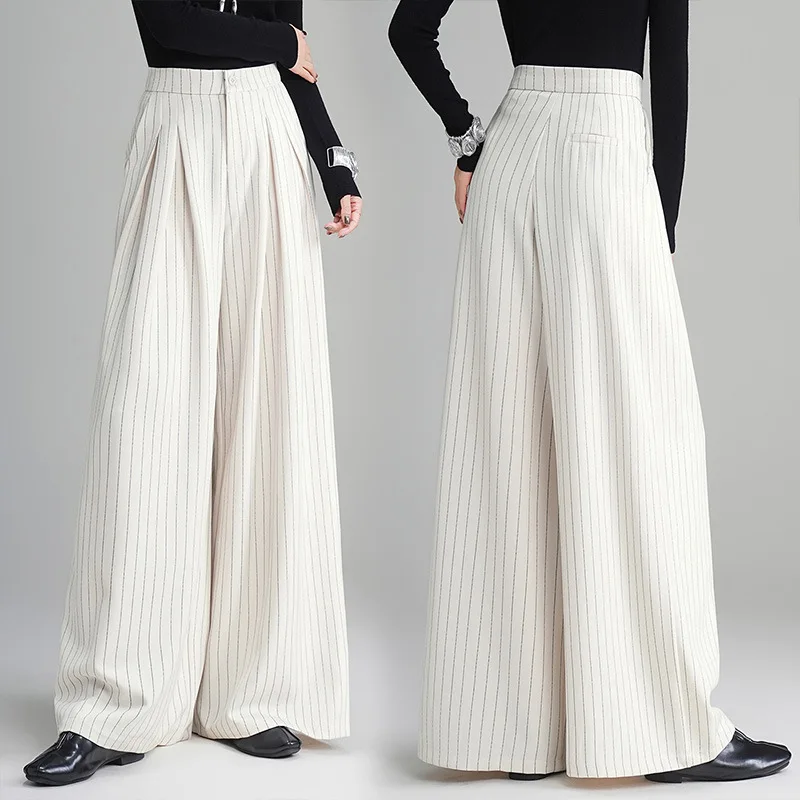 

Elegant Commuter Striped Suit Wide-Leg Pants Autumn New Fashion Elegant High-Waist Draped Slimming Casual Pants