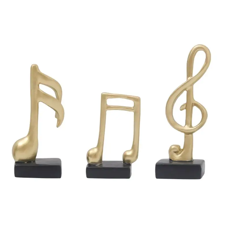ABUL-3Pcs Music Note Decor Gifts Musical Figurine Modern Statue Sculpture Table Centerpiece Crafts Home Arts,Gold