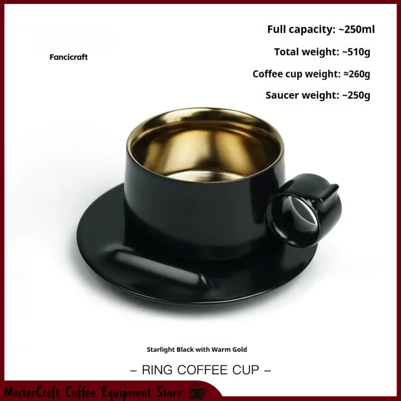 In Stock Fancicraft Original Design Coffee Cup And Saucer Ring Handle For Comfortable Anti Slip Grip Ideal For Home Office/Gift