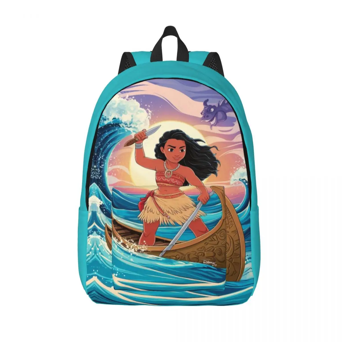 Custom Moana Wallpapers Canvas Backpack for Men Women Water Resistant School College Bag Printing Bookbag